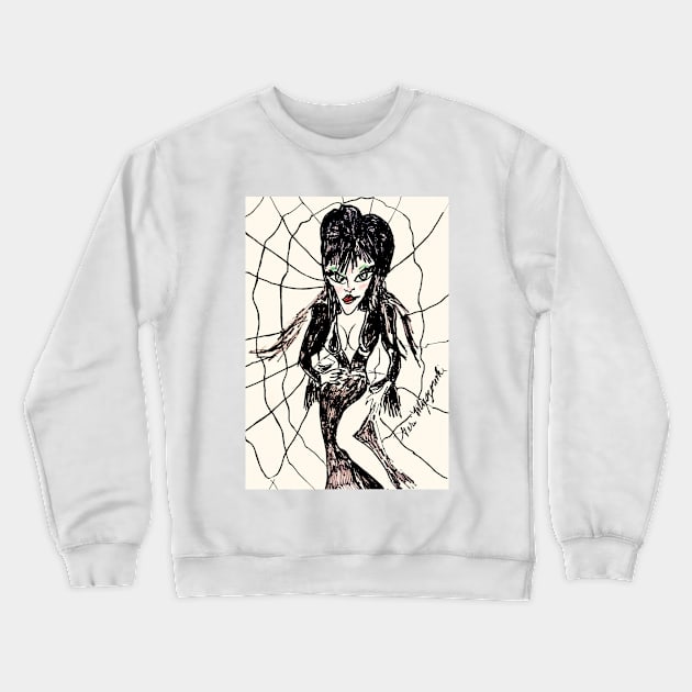 Elvira Mistress of the Dark Cassandra Peterson Crewneck Sweatshirt by TheArtQueenOfMichigan 